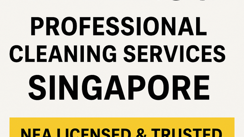 Hybee.sg promotional graphic displaying the text 'Professional Cleaning Services Singapore' with a yellow banner stating 'NEA Licensed & Trusted'