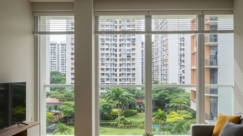 A view from inside a dull looking flat that requires HDB window design.